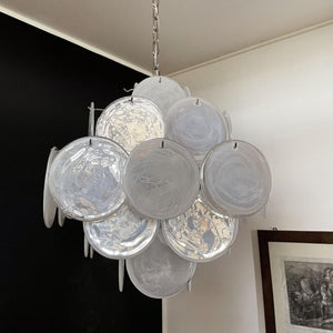 Murano Chandelier 36 White Disks - Zonesus