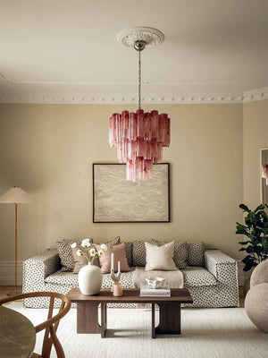 Murano Chandelier – 48 tubes – Alabaster Pink - Zonesus