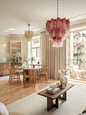 Murano Chandelier – 48 tubes – Alabaster Pink - Zonesus