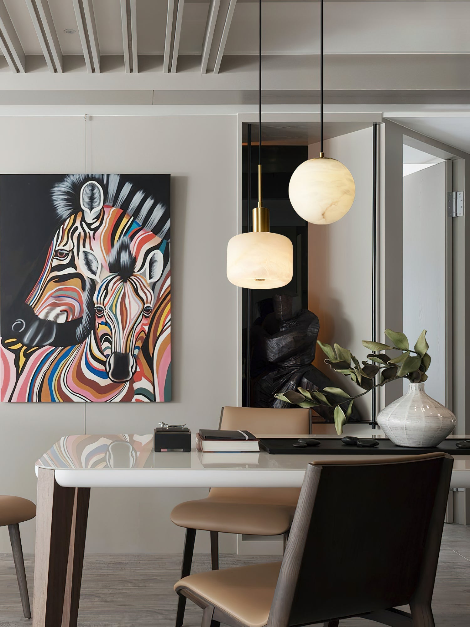 Natural Alabaster Small Pendant Light - Zonesus