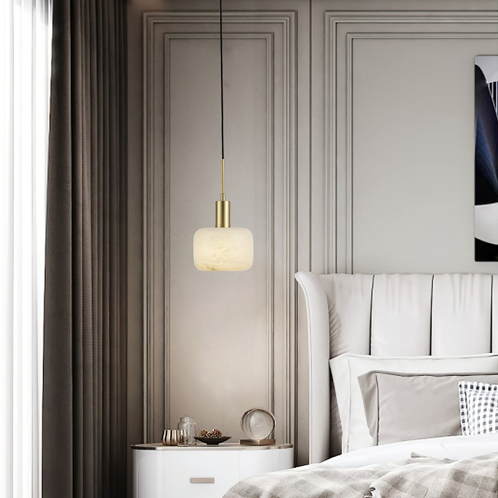 Natural Alabaster Small Pendant Light - Zonesus