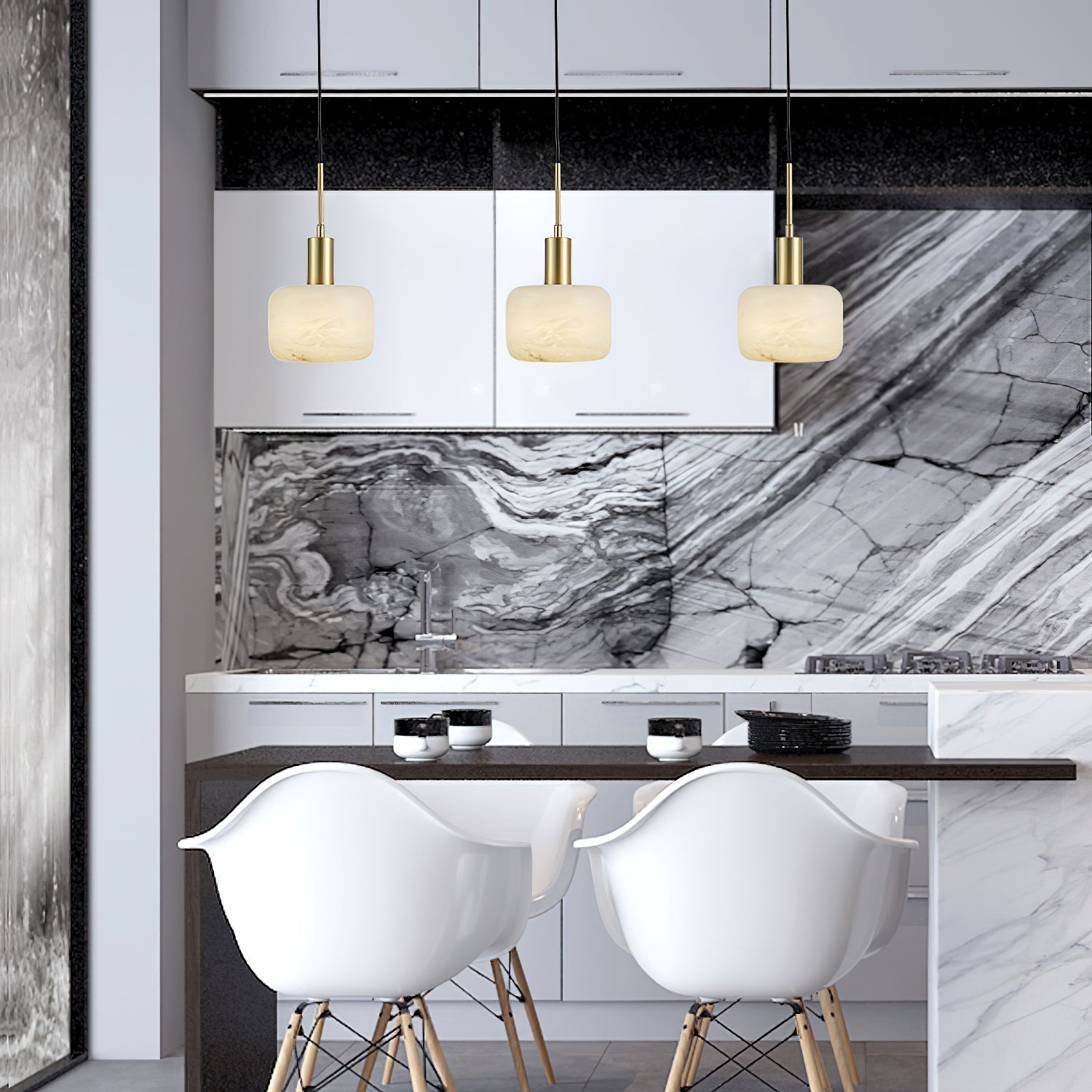 Natural Alabaster Small Pendant Light - Zonesus
