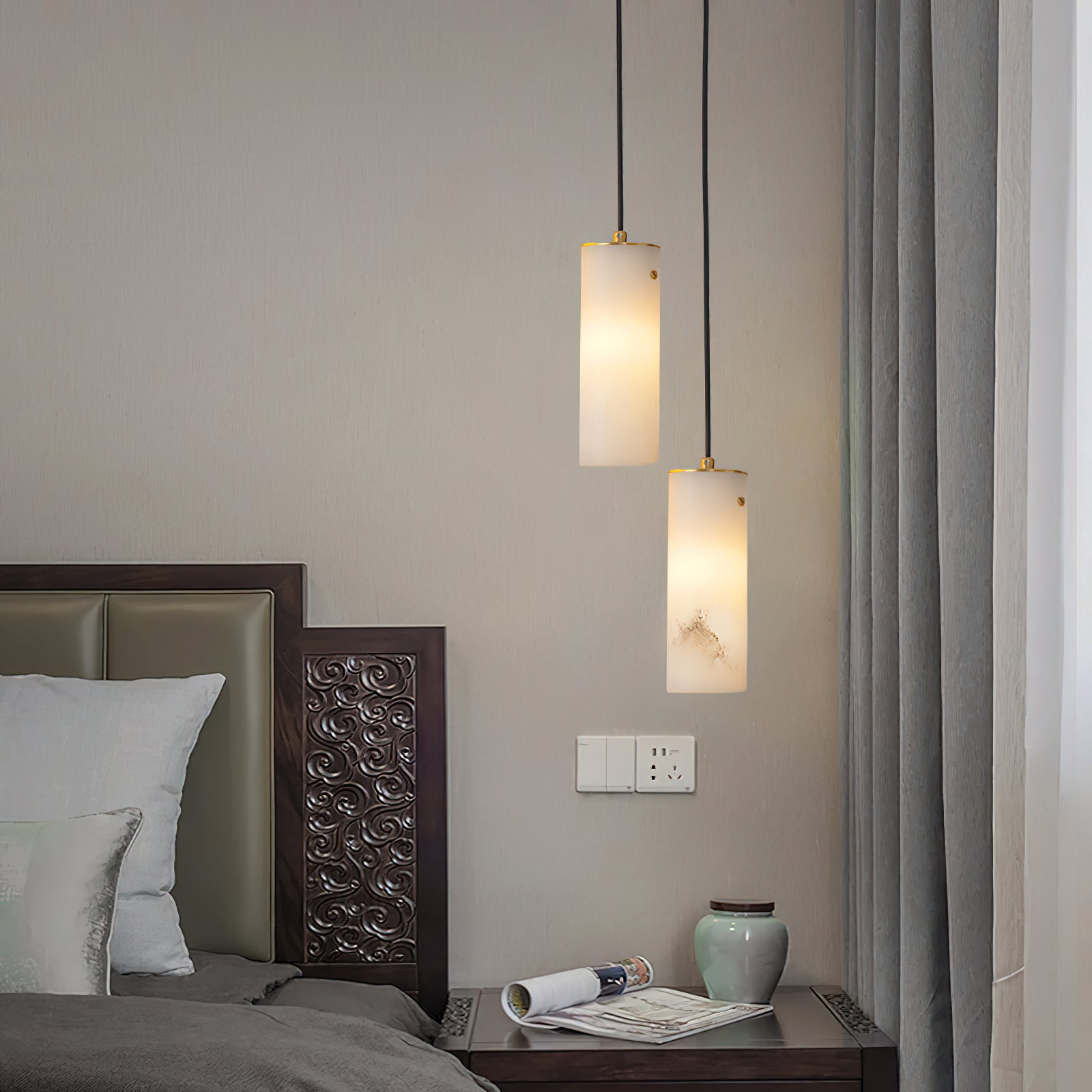 Nula Vertical Alabaster Pendant Light - Zonesus