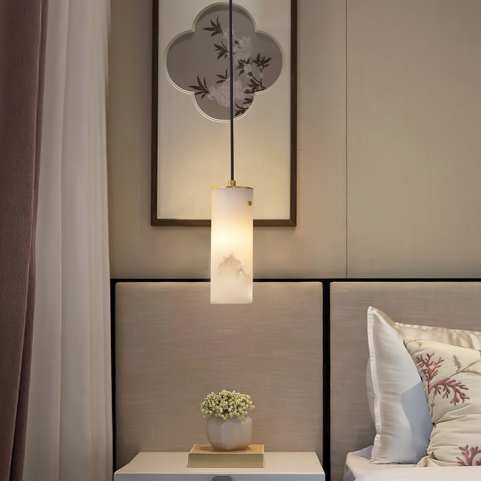 Nula Vertical Alabaster Pendant Light - Zonesus