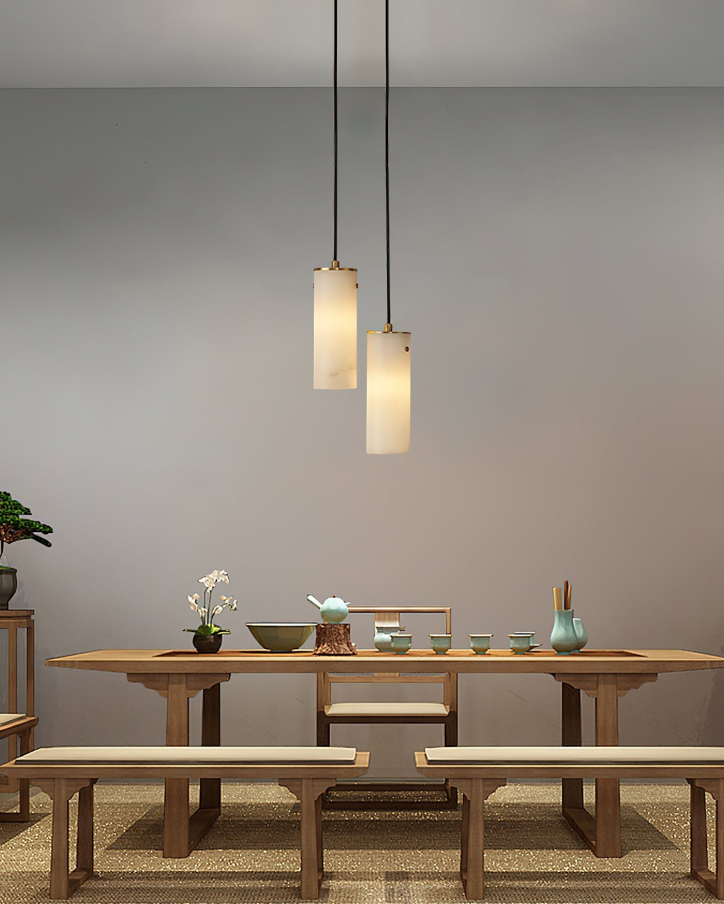 Nula Vertical Alabaster Pendant Light - Zonesus