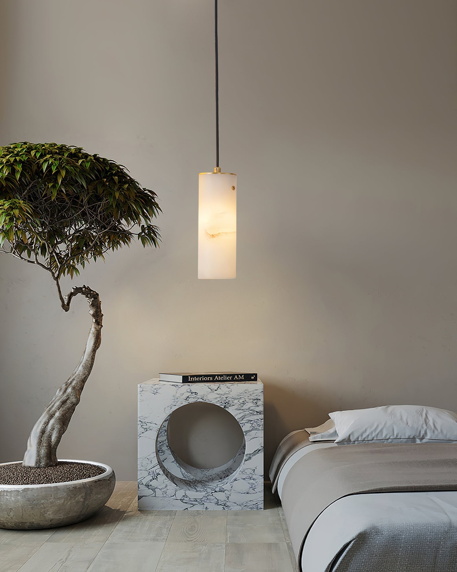 Nula Vertical Alabaster Pendant Light - Zonesus