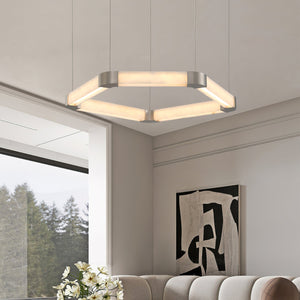 Ola Single Ring Alabaster Chandelier - Zonesus