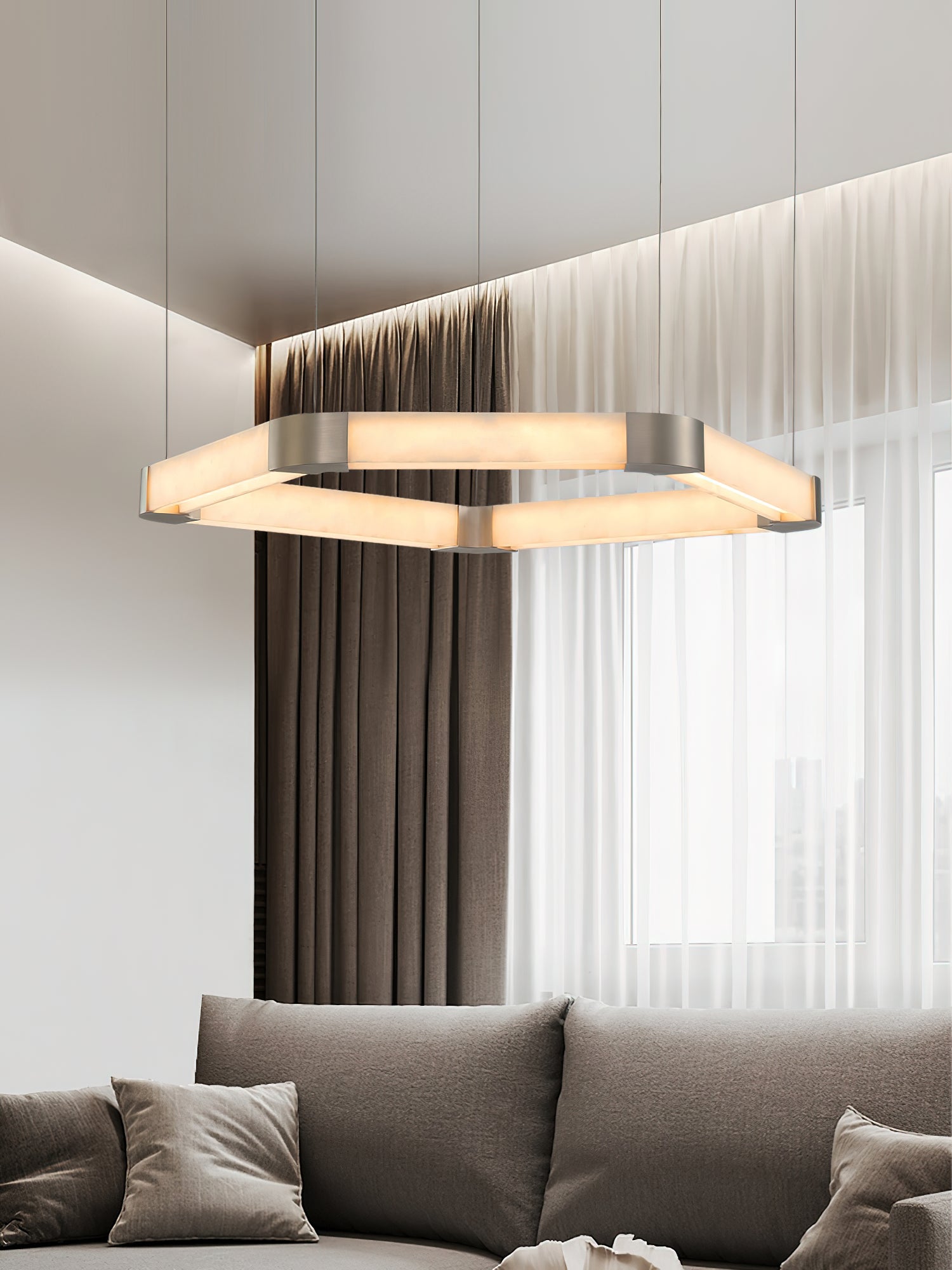 Ola Single Ring Alabaster Chandelier - Zonesus