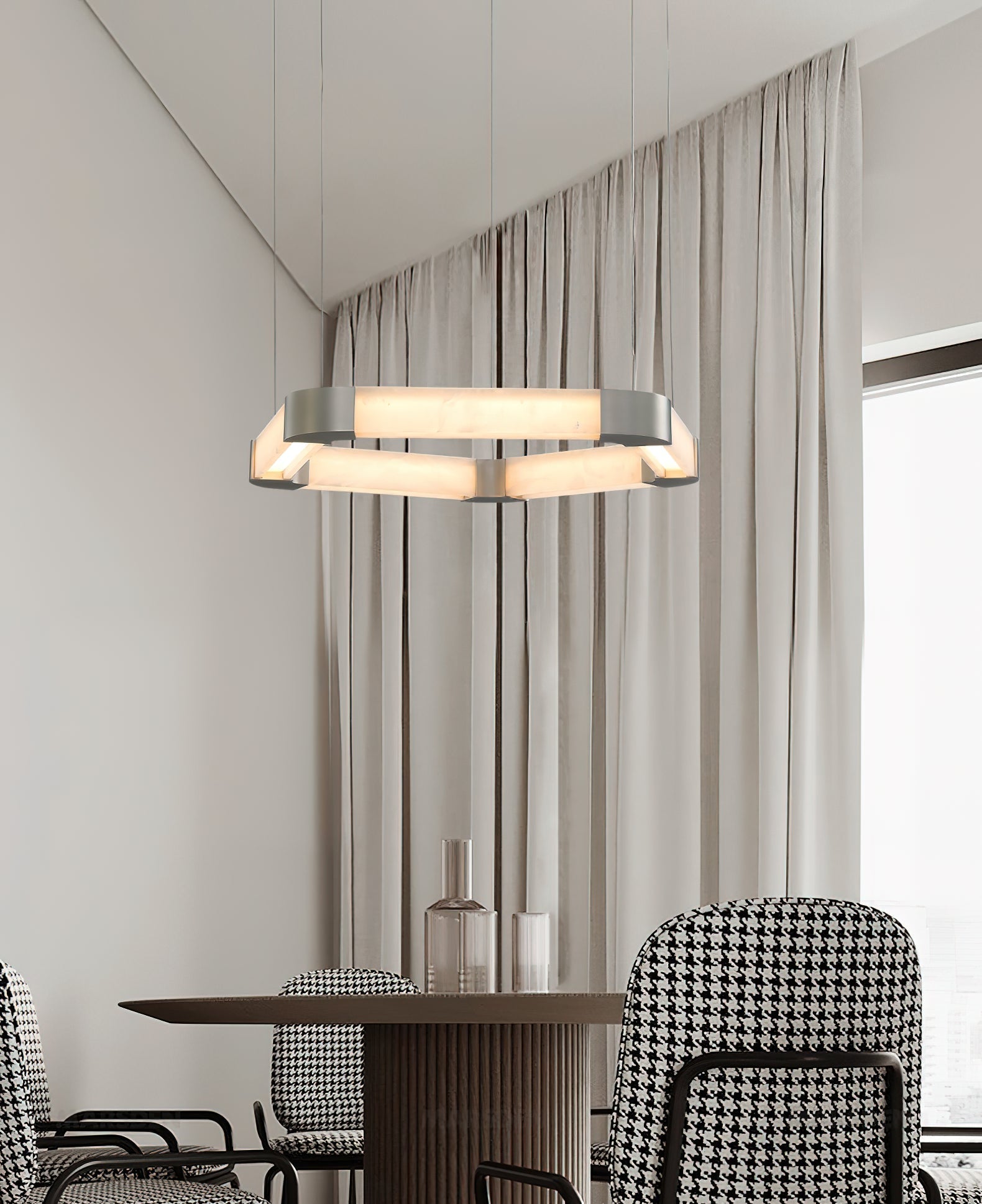 Ola Single Ring Alabaster Chandelier - Zonesus