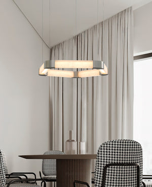 Ola Single Ring Alabaster Chandelier - Zonesus