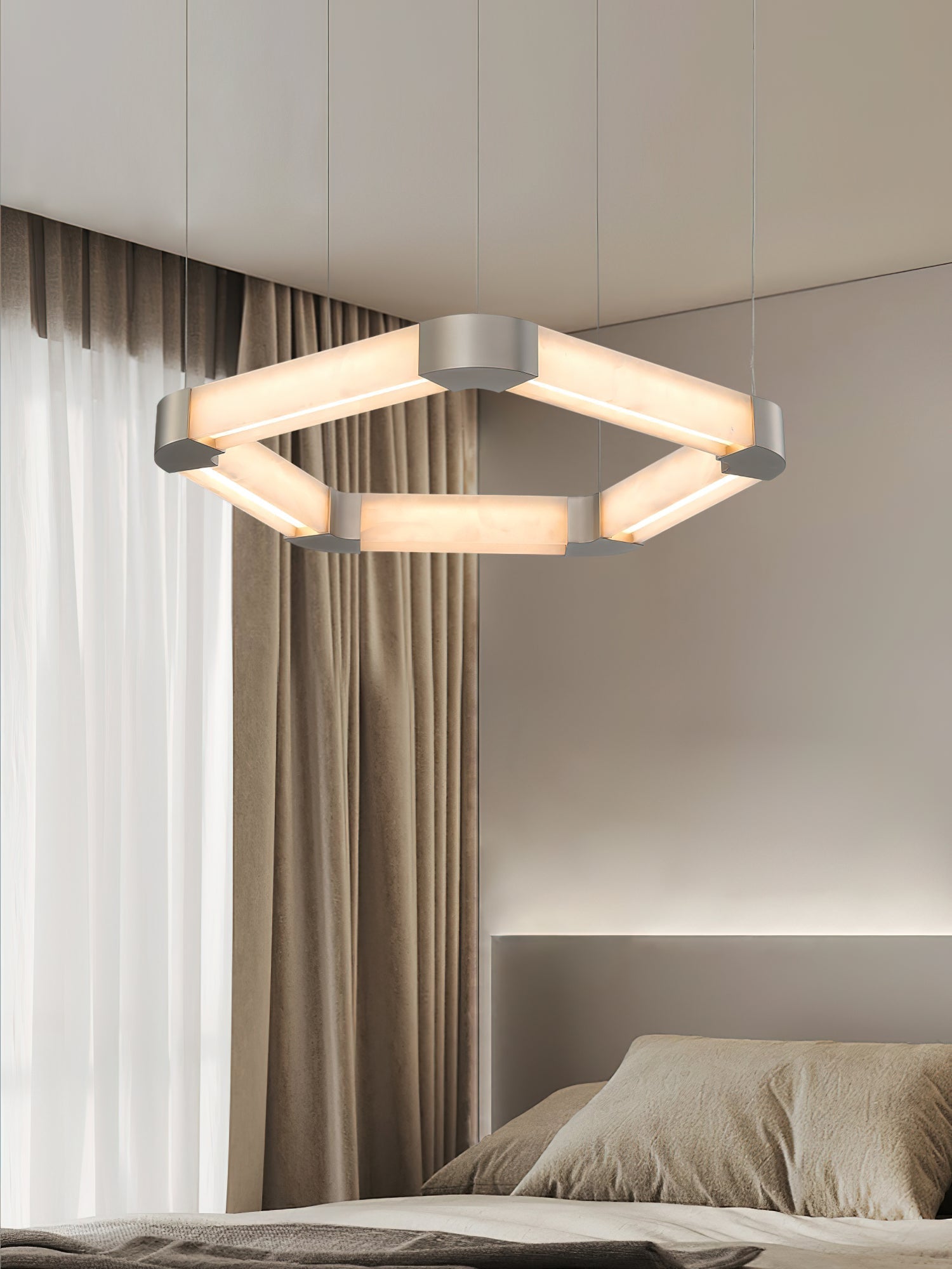 Ola Single Ring Alabaster Chandelier - Zonesus