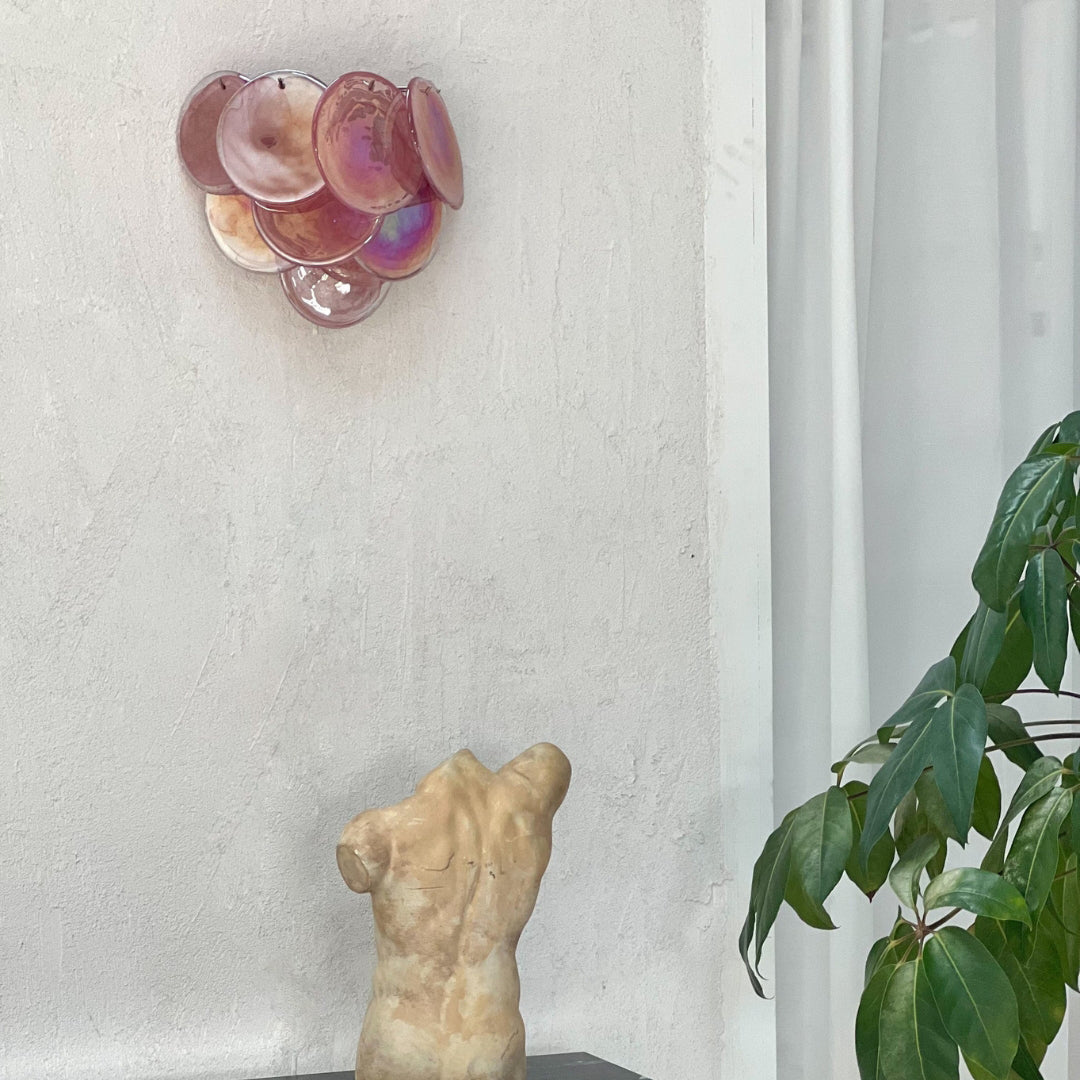 Pink Vintage Murano Glass Wall Lamp - Zonesus