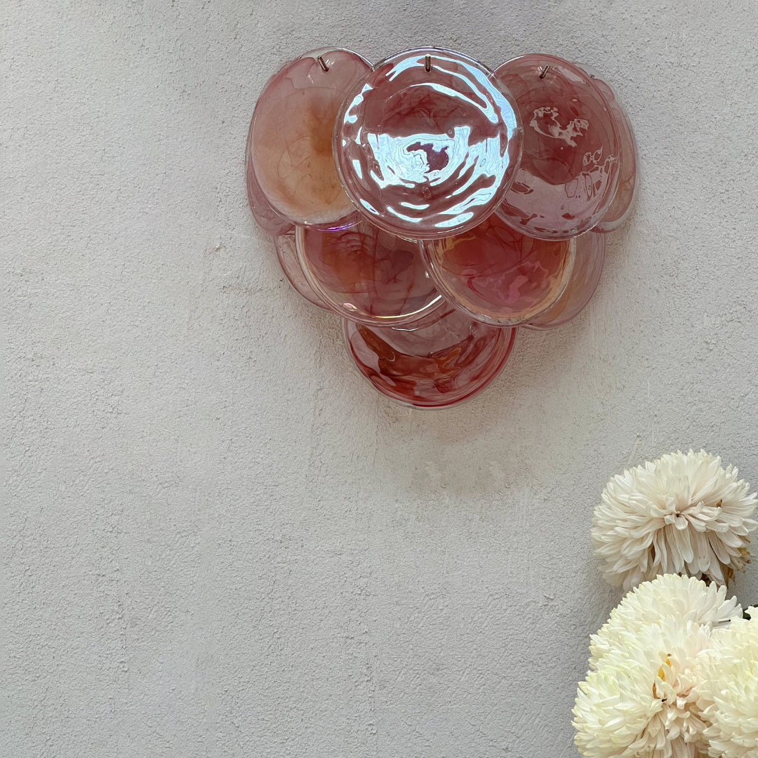 Pink Vintage Murano Glass Wall Lamp - Zonesus