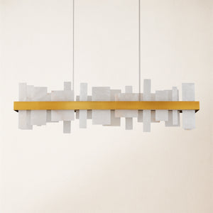Nocturne Alabaster Rectangular Chandelier 48"#Finish_Gold