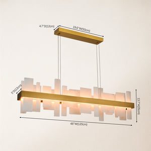 Nocturne Alabaster Rectangular Chandelier 48"#Finish_Gold