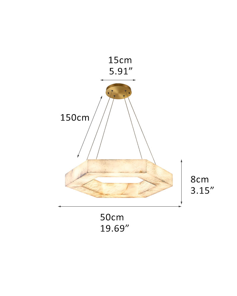 Triple Ring Hexagon Marble Pendant Lamp with stepless dimming,192W