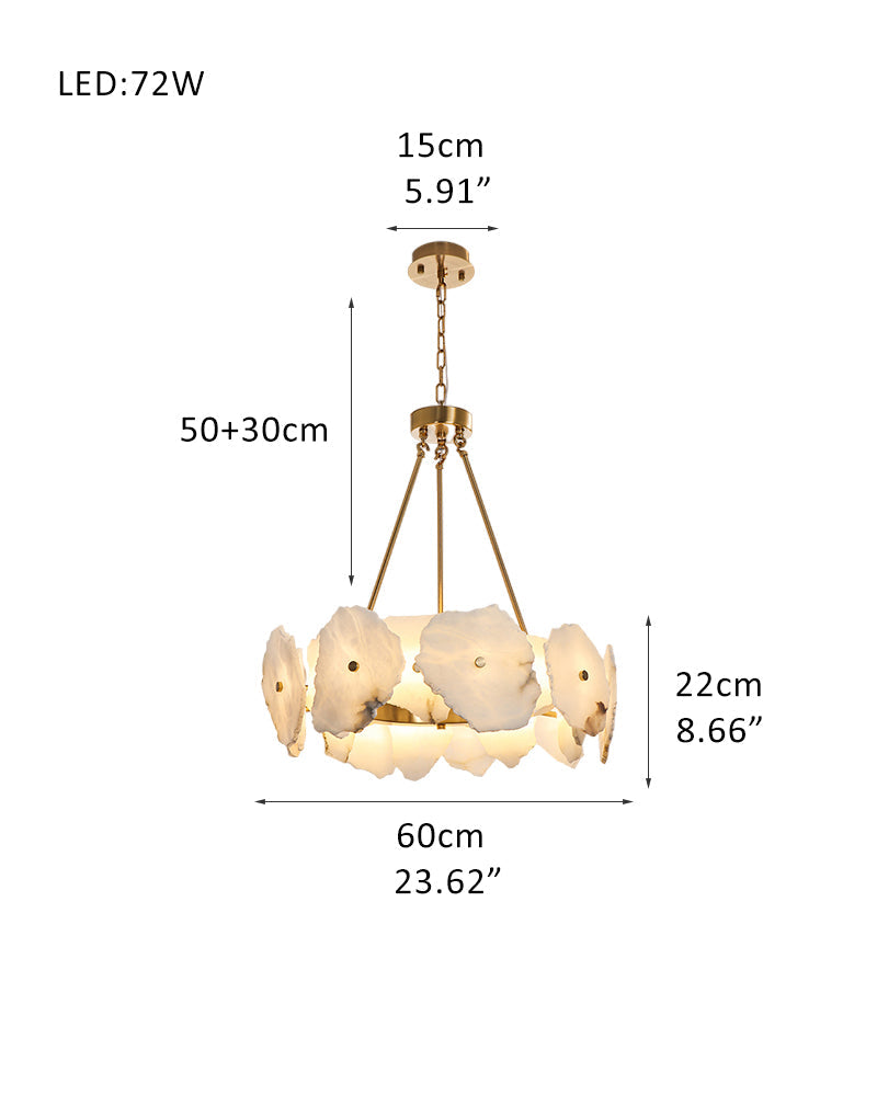 Luxury Irregular White Alabaster Round Chandelier Wide 60/80/100/120CM Brass Frame