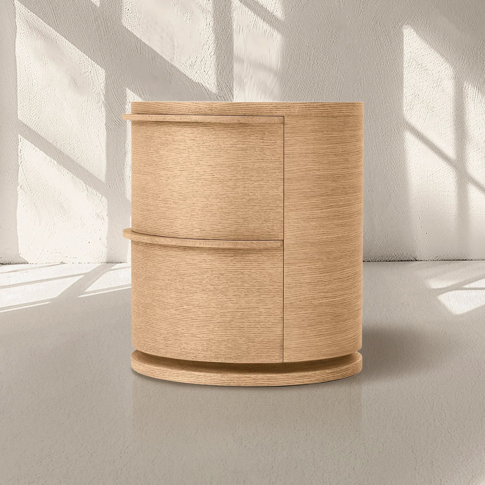 Linet 2-Drawer Round Nightstand - Zonesus