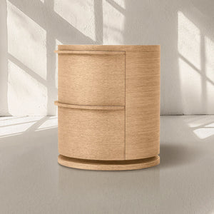 Linet 2-Drawer Round Nightstand - Zonesus