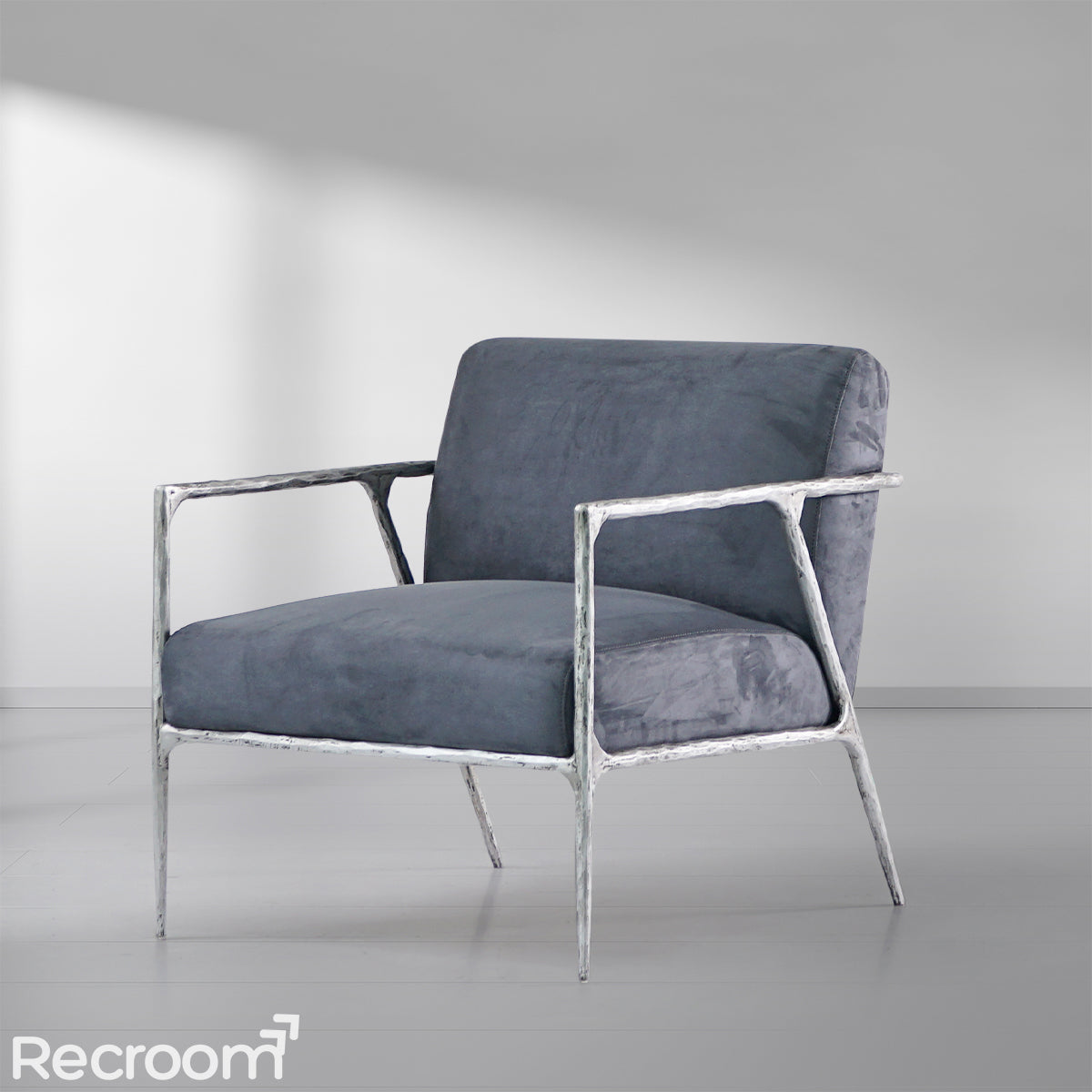 Thaddeo Retro Silver Iron Frame Track Armchair - Zonesus