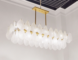 Frosted Glass Petal Horizontal Twenty-Four-Light Chandelier - Zonesus