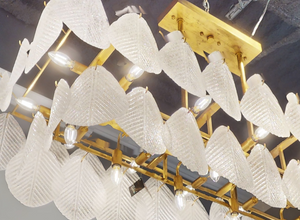 Frosted Glass Petal Horizontal Twenty-Four-Light Chandelier - Zonesus