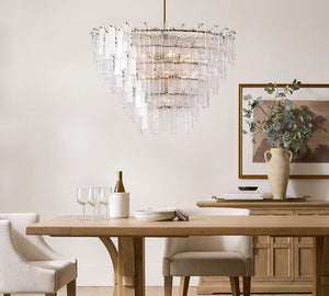 Avalon Cast Glass Round Tiered Chandelier (33") - Zonesus