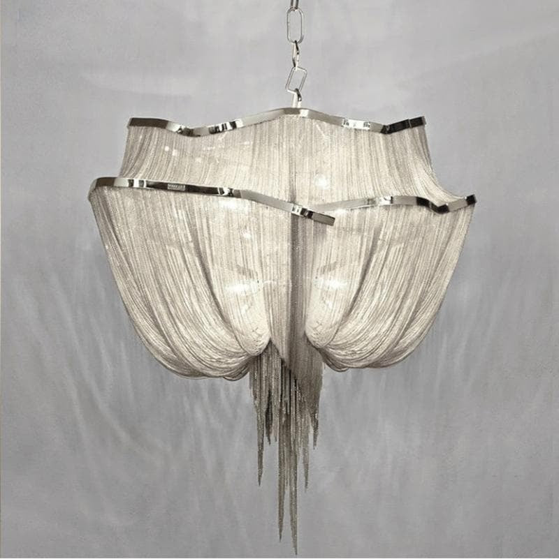 Alisa Luxury Double-Layer Aluminum Chain Tassel Chandelier - Zonesus