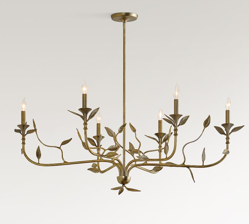 Botanical Forged Iron Oval Chandelier (50") - Zonesus