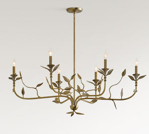 Botanical Forged Iron Oval Chandelier (50") - Zonesus