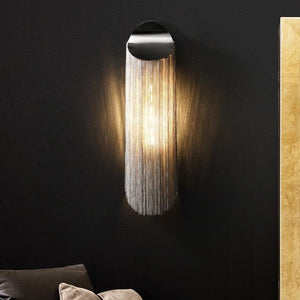 Alisa Luxury Plated Aluminum Chain Tassel Long Wall Lamp - Zonesus