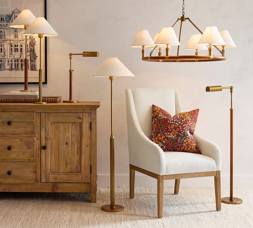 Chambers Leather Round Chandelier (36") - Zonesus