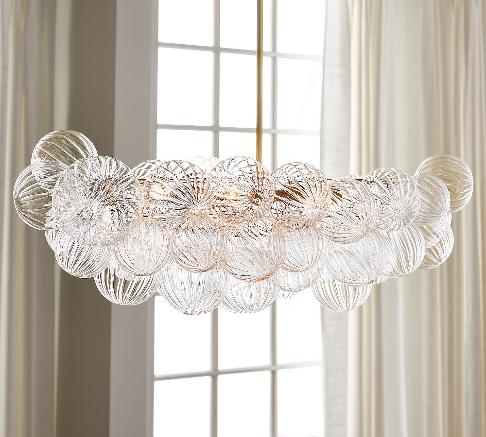 Cooper Glass Bubbled Oval Chandelier (40") - Zonesus