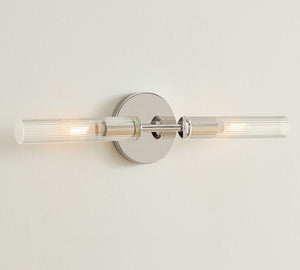 Cooper Ribbed Glass Double Tube Sconce (20") - Zonesus