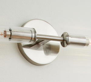 Cooper Ribbed Glass Double Tube Sconce (20") - Zonesus