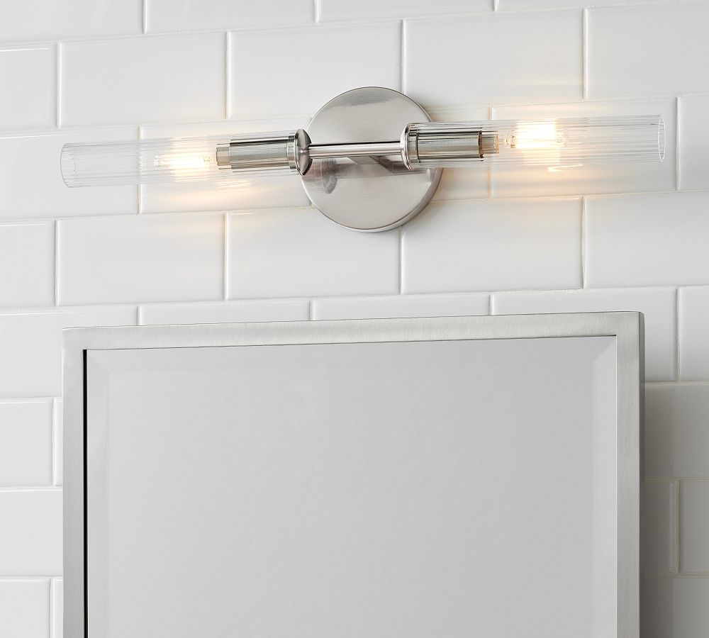 Cooper Ribbed Glass Double Tube Sconce (20") - Zonesus