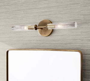 Cooper Ribbed Glass Double Tube Sconce (20") - Zonesus