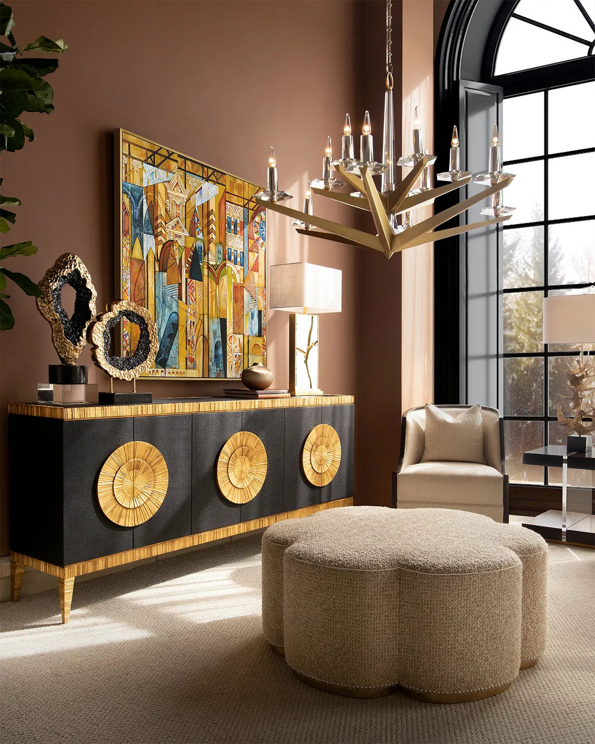 Antares Natural Brass Chandelier 48"D - Zonesus