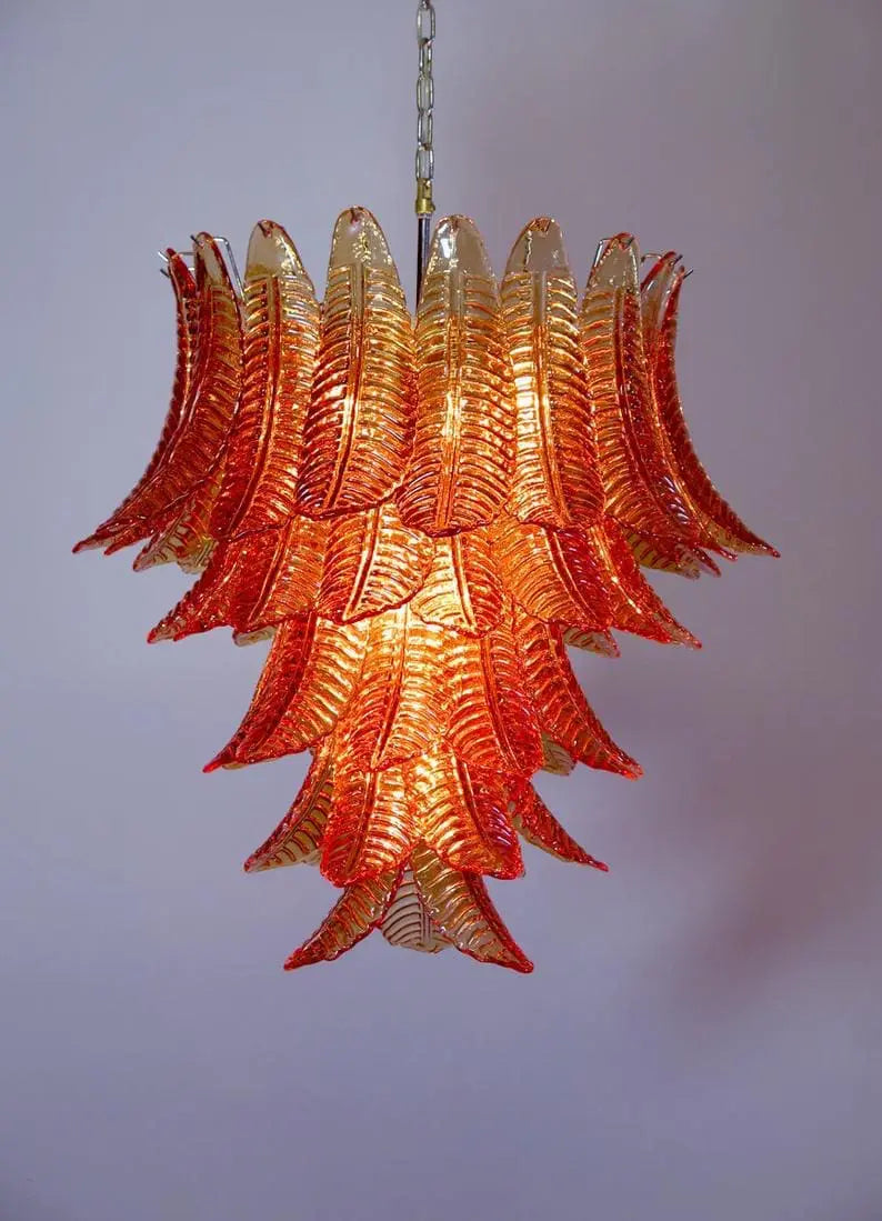 Murano Chandelier – 52 glass leaves – Amber - Zonesus