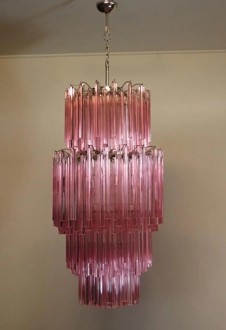 Murano Chandelier – Triedri – Pink – 242 prisms - Zonesus