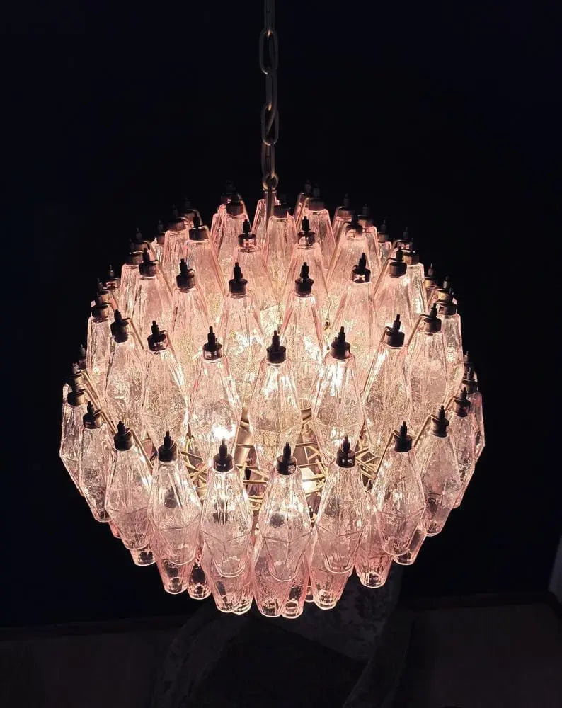 Murano Chandelier – Poliedri -140 glass – Pink - Zonesus