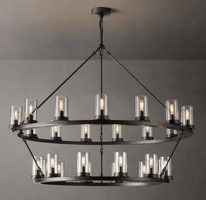Ondra Round Two-Tier Clear Glass Chandelier 48" - Zonesus