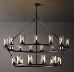 Ondra Round Two-Tier Clear Glass Chandelier 48" - Zonesus