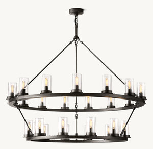 Ondra Round Two-Tier Clear Glass Chandelier 48" - Zonesus