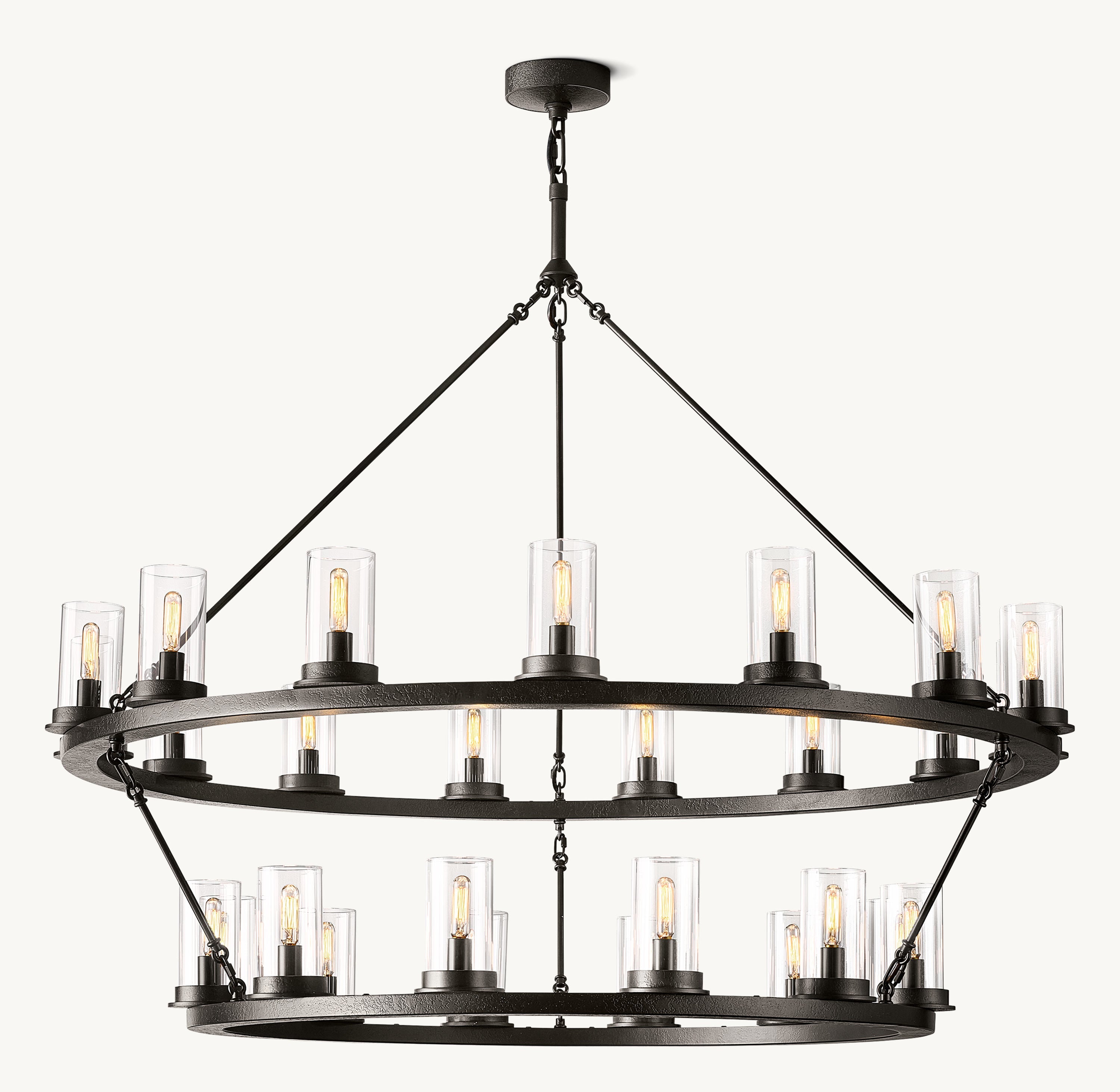 Ondra Round Two-Tier Clear Glass Chandelier 48" - Zonesus