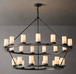 Ondra Round Two-Tier Milk Glass Chandelier 48" - Zonesus