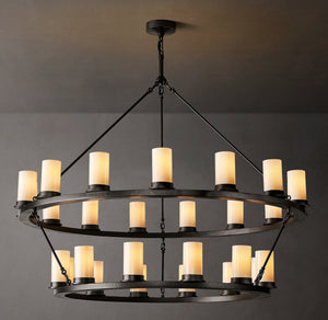 Ondra Round Two-Tier Milk Glass Chandelier 48" - Zonesus