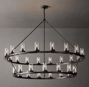 Ondra Round Two-Tier Clear Glass Chandelier 60" - Zonesus