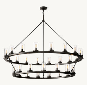 Ondra Round Two-Tier Clear Glass Chandelier 60" - Zonesus