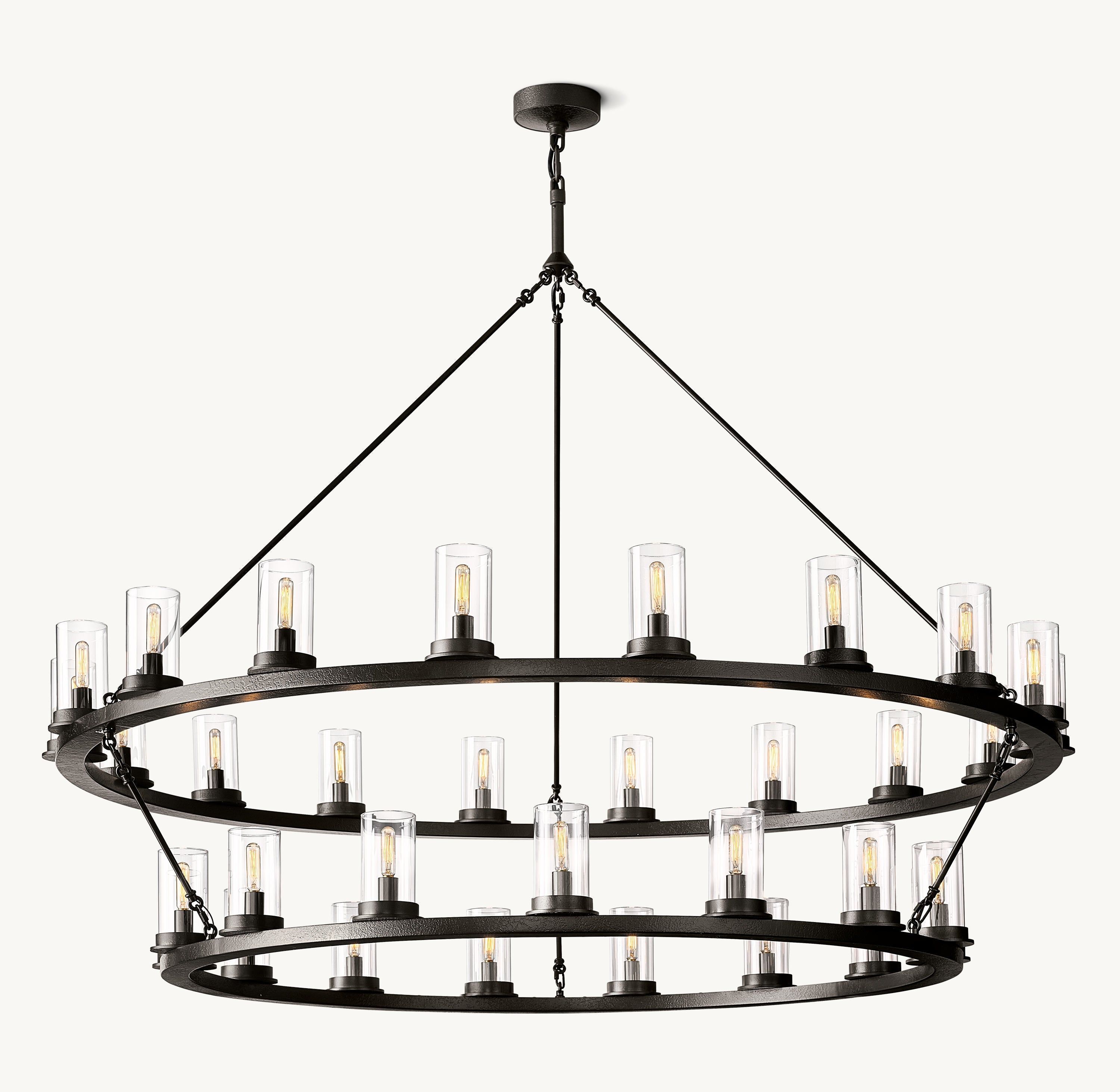 Ondra Round Two-Tier Clear Glass Chandelier 60" - Zonesus